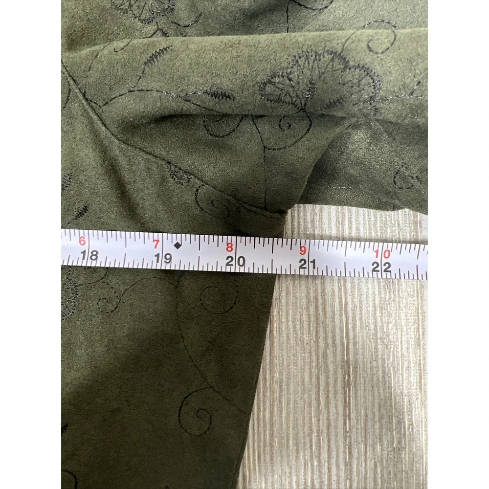 Vintage Sag Harbor Embroidered Green Floral Button‎ Up Shirt Womens SZ M